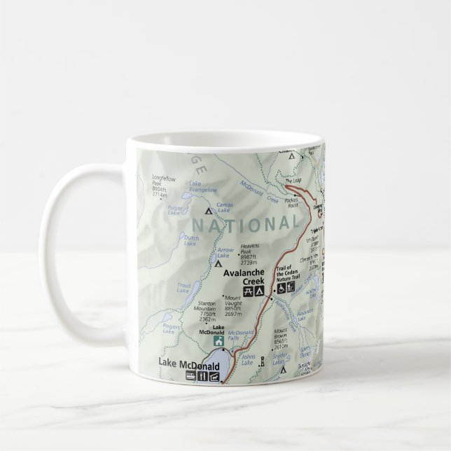 Caneca De Café Poster do mapa da geleira (Montana) (Esquerda)