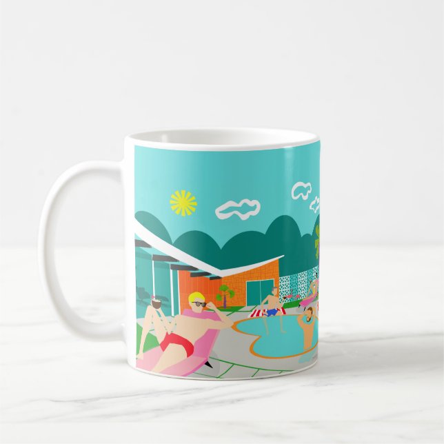 Caneca De Café Poster Gay da Piscina traseira (Esquerda)