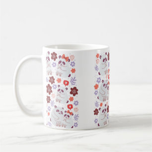Caneca De Café Poster quadrado com casais de pandas bonitos apaix