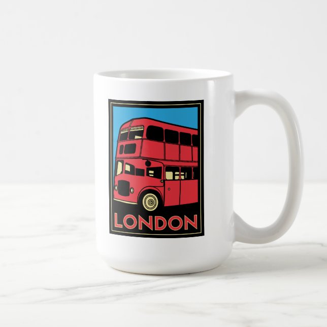 Caneca De Café poster retro do art deco de Londres westminster (Direita)
