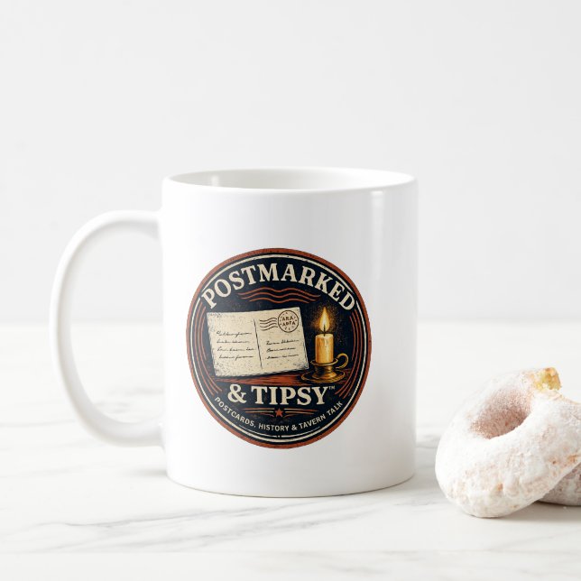 Caneca de Café Postmarked & Tipsy (Com Donut)