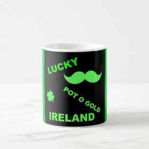 Caneca De Café Pote da sorte irlandesa com citações Douradas