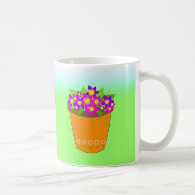 Caneca De Café Pote de Flor Whimsical (Direita)