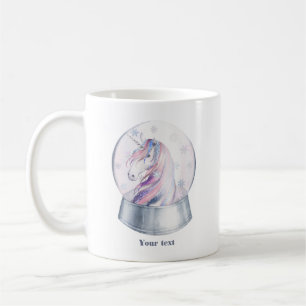Caneca De Café Pote de neve de unicórnio de Natal em aquarela