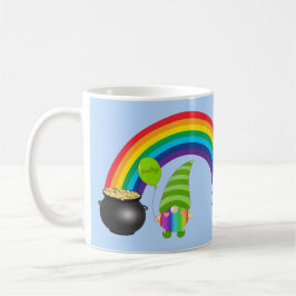 Caneca De Café Pote Rainbow Gnomo de Dia de São Patrício Dourado