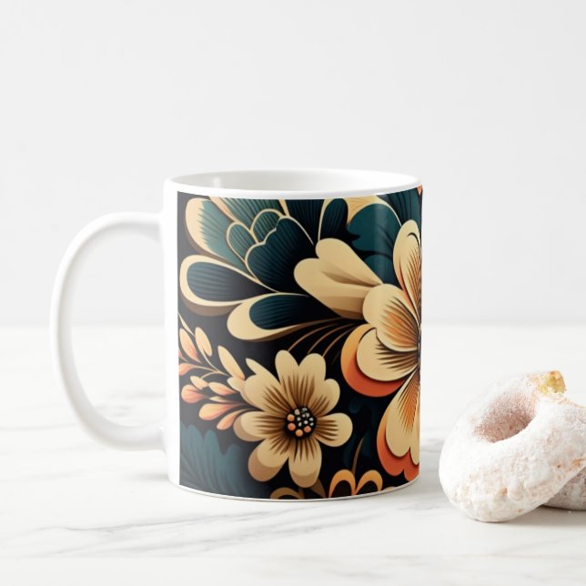 Caneca De Café Potência de flores de vassoura retrô (Com Donut)
