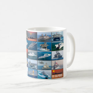 Caneca De Café POTÊNCIA MARÍTIMA DOS EUA - Navios Navais dos EUA