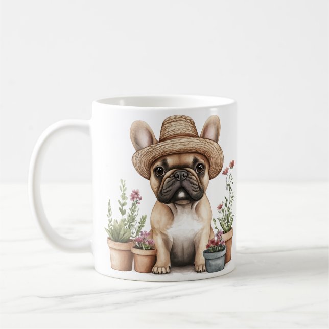 Caneca De Café Potes de Flor para Jardinagem de Bulldog Francês (Esquerda)