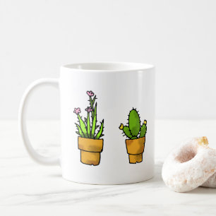 Caneca De Café potes de plantas de cacto verde