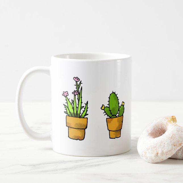 Caneca De Café potes de plantas de cacto verde (Com Donut)