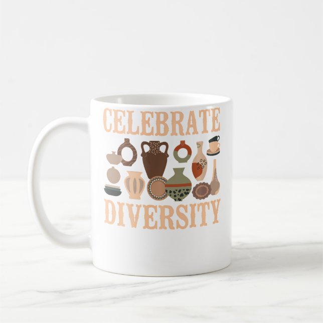 Caneca De Café Pottery Ceramics Artist Celebrate Diversity (Esquerda)