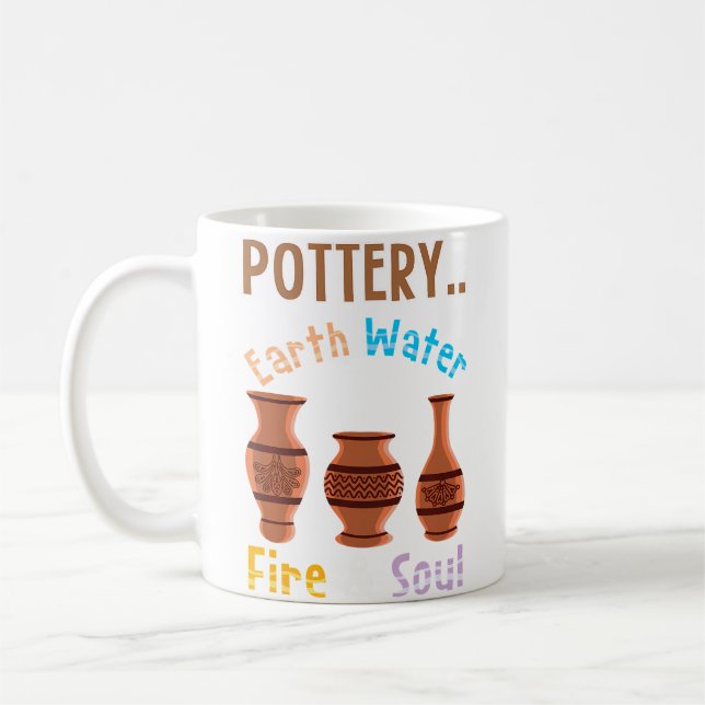 Caneca De Café Pottery Earth Water Fire  Soul - Lovely Pottery (Esquerda)