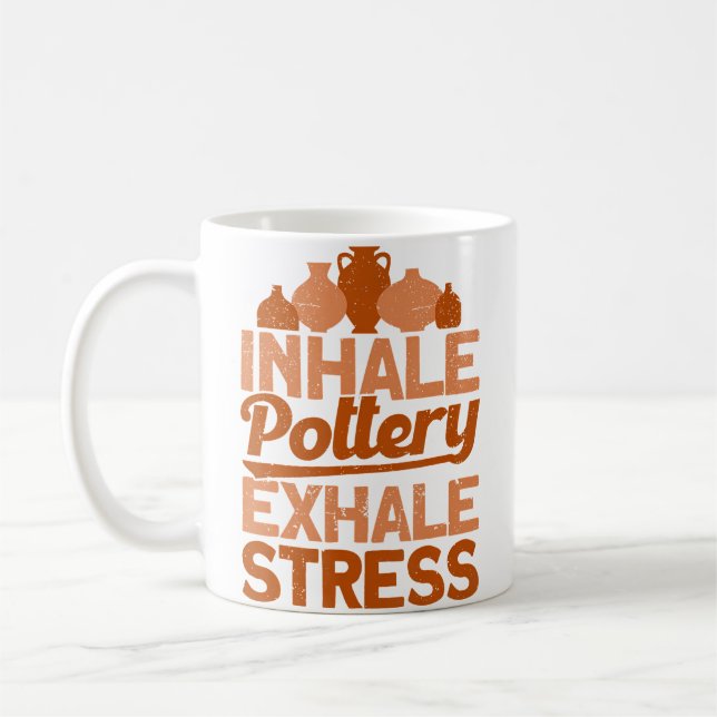 Caneca De Café Pottery Makers Inhale Pottery Exhale Stress Potter (Esquerda)