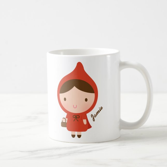 Caneca De Café Pouca menina da capa de equitação vermelha (Direita)