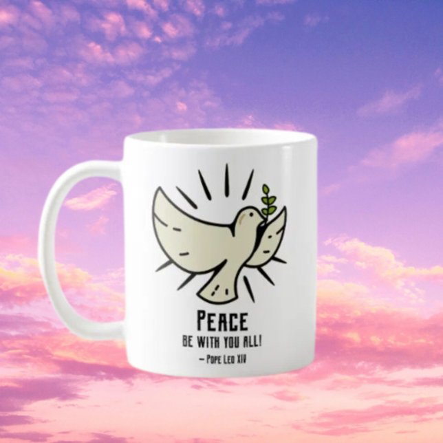 Caneca De Café Povoado da Paz - "A Paz Esteja Com Vocês Todos!" (Criador carregado)