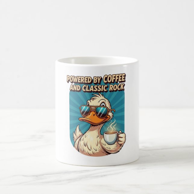 Caneca De Café Powered by Coffee and Classic Rock - Cool Duck (Centro)