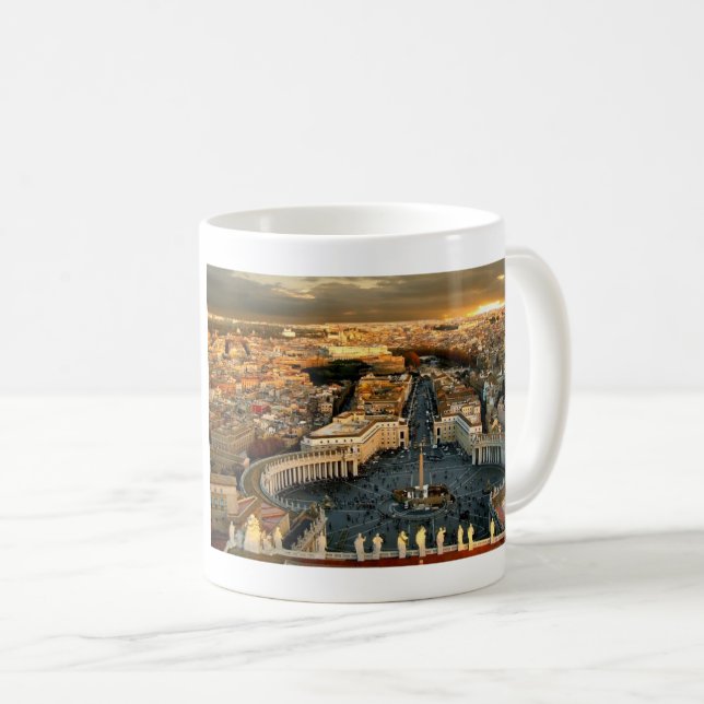 Caneca De Café Praça de São Pedro Vaticano (Frente Esquerda)
