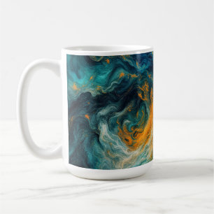 Caneca De Café Praça do Oceano Cósmico - Abstrato colorido
