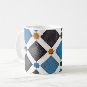 Caneca De Café Praças coloridas e estrelas Padrão mosaico