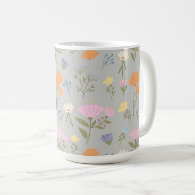 Caneca De Café Prado colorido sobre cinza (Frente Esquerda)