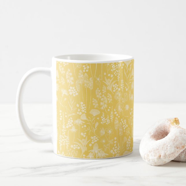 Caneca De Café Prado de flor selvagem branco com Mug de Café amar (Com Donut)