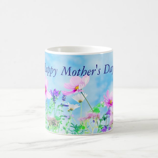 Caneca De Café Prado De Flores Selvagens Dia de as mães Feliz (Centro)
