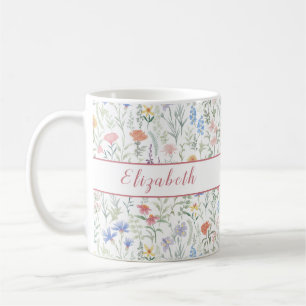 Caneca De Café Prado de Flores Silvestres Coquette Personalizado 