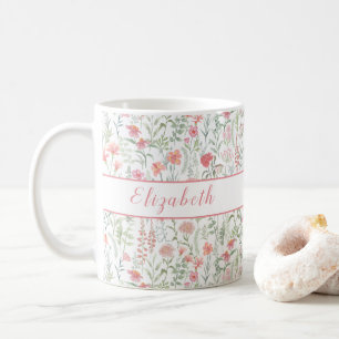 Caneca De Café Prado de Flores Silvestres Coquette Personalizado 