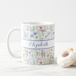 Caneca De Café Prado de Flores Silvestres Coquette Personalizado