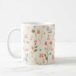 Caneca De Café Prado de Flores Silvestres Pastel