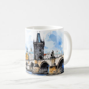 Caneca De Café Praga: Charles Bridge Watercolor
