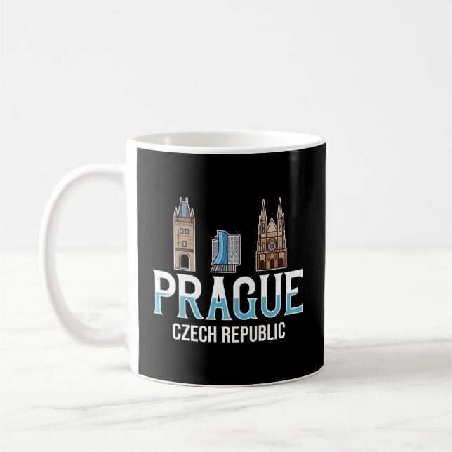 Caneca De Café Praga Viagem do Mapa do Skyline da Cidade da Repúb (Esquerda)