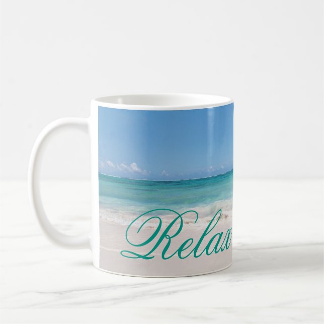 Caneca De Café Praia Backgroud (Esquerda)