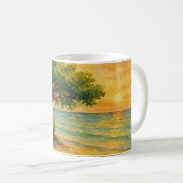 Caneca De Café Praia da Águia de Aruba Divi Tree Golden Hour (Frente Esquerda)