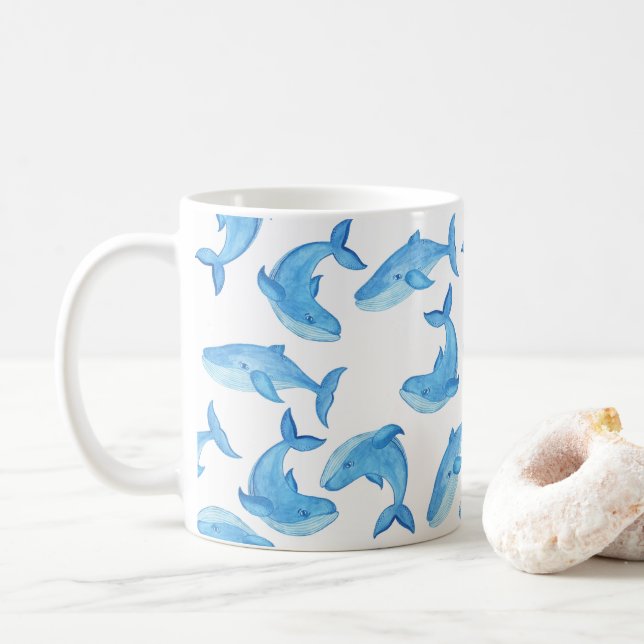 Caneca De Café Praia da Cuada do Mar de Baleia Azul (Com Donut)