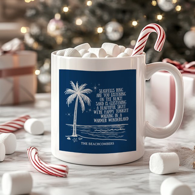 Caneca De Café Praia da Palmeira do Wonderland Natal Mais Quente (Criador carregado)