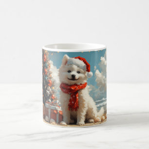 Caneca De Café Praia da Vintage de Natal de Cachorro Samoyed