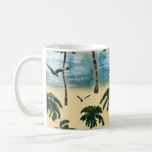 Caneca De Café Praia de aquarela, tranquilidade sem falhas