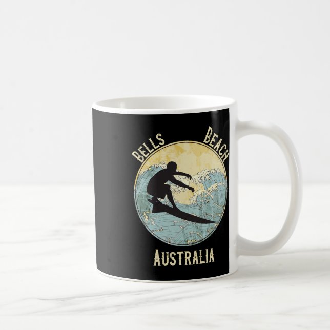 Caneca De Café Praia de Bells Austrália Surf Distressed  (Direita)