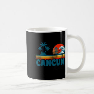 Caneca De Café Praia de Cancun México Pôr do Sol Retrô Tropical V