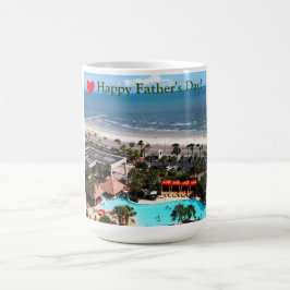 Caneca De Café Praia de Galveston "Feliz Dia dos Pais" 