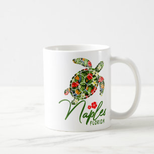 Caneca De Café Praia de Hibisco Tropical da Tartaruga Marinha de