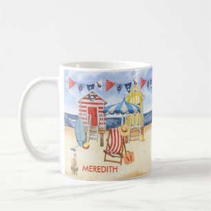 Caneca De Café Praia de Verão Monograma do Nome do Oceano
