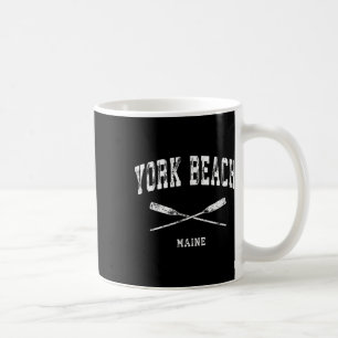 Caneca De Café Praia de York Maine Náutica Vintage Remos Cruzados