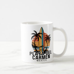 Caneca De Café Praia Del Carmen México Surfando Surfista _1
