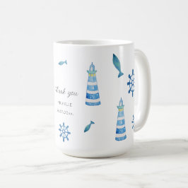 Caneca De Café Praia do Farol Aquarela Pintada à Mão