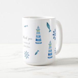 Caneca De Café Praia do Farol Aquarela Pintada à Mão