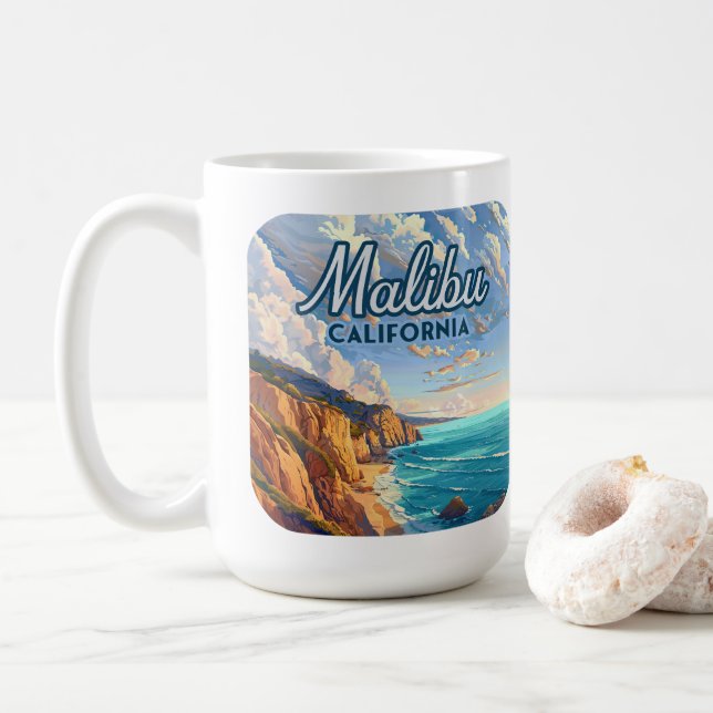 Caneca De Café Praia do Malibu California Los Angeles El Matador (Com Donut)