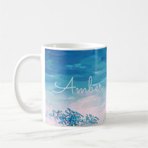 Caneca De Café Praia do Mar Azul Personalizada