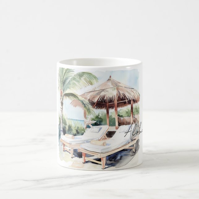 Caneca De Café Praia do Oceano com Palmeira (Centro)